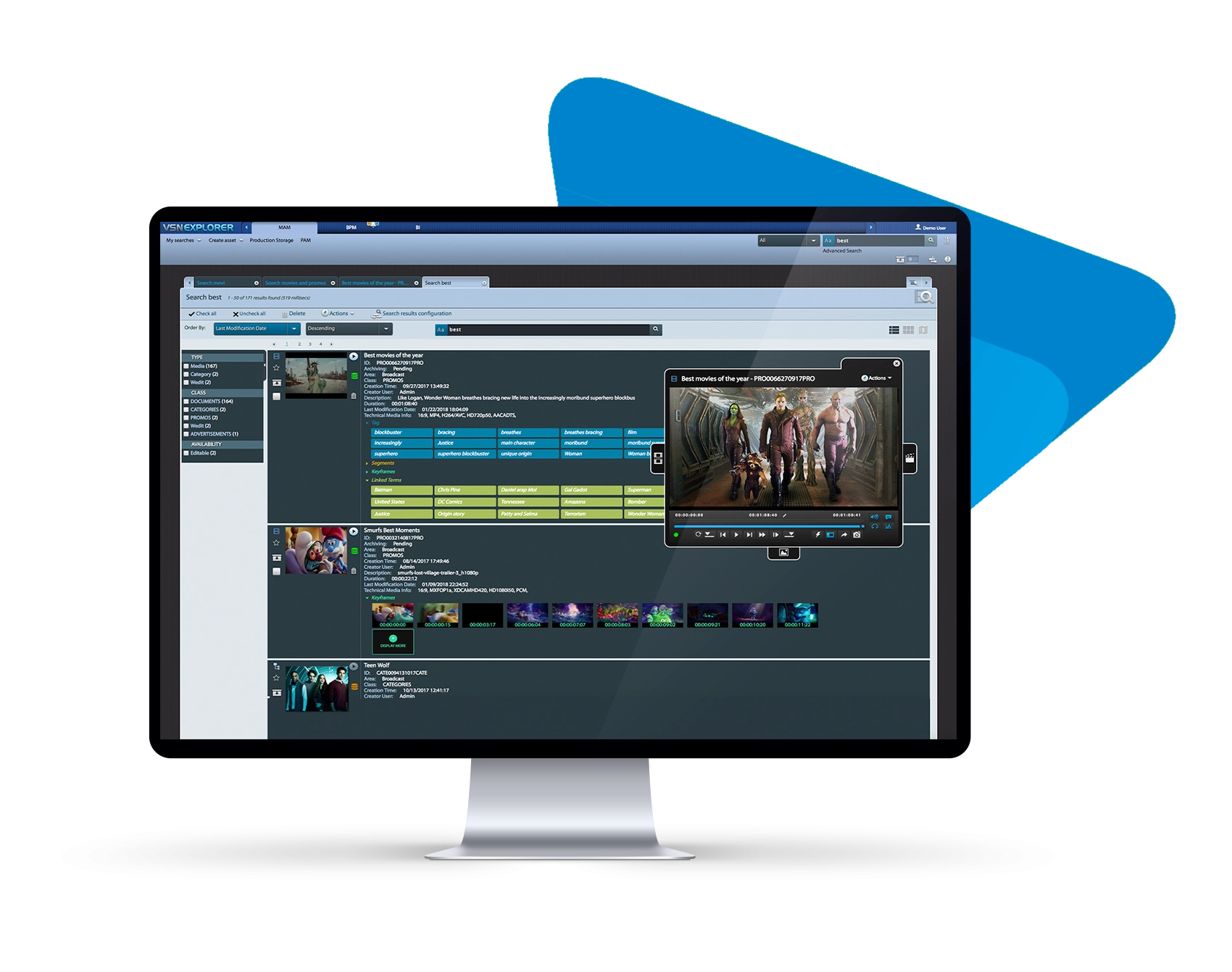 Mockup VSNExplorer MAM for Media Preservation solution