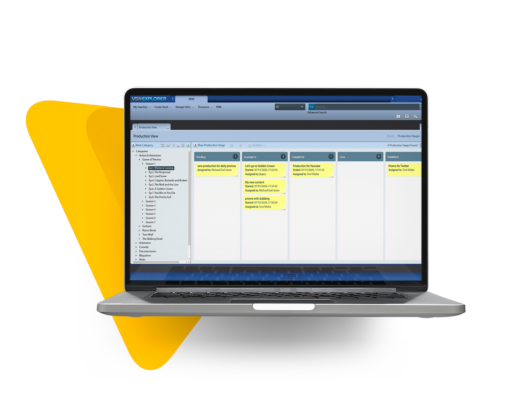 Mockup of VSNExplorer PAM for Media Production