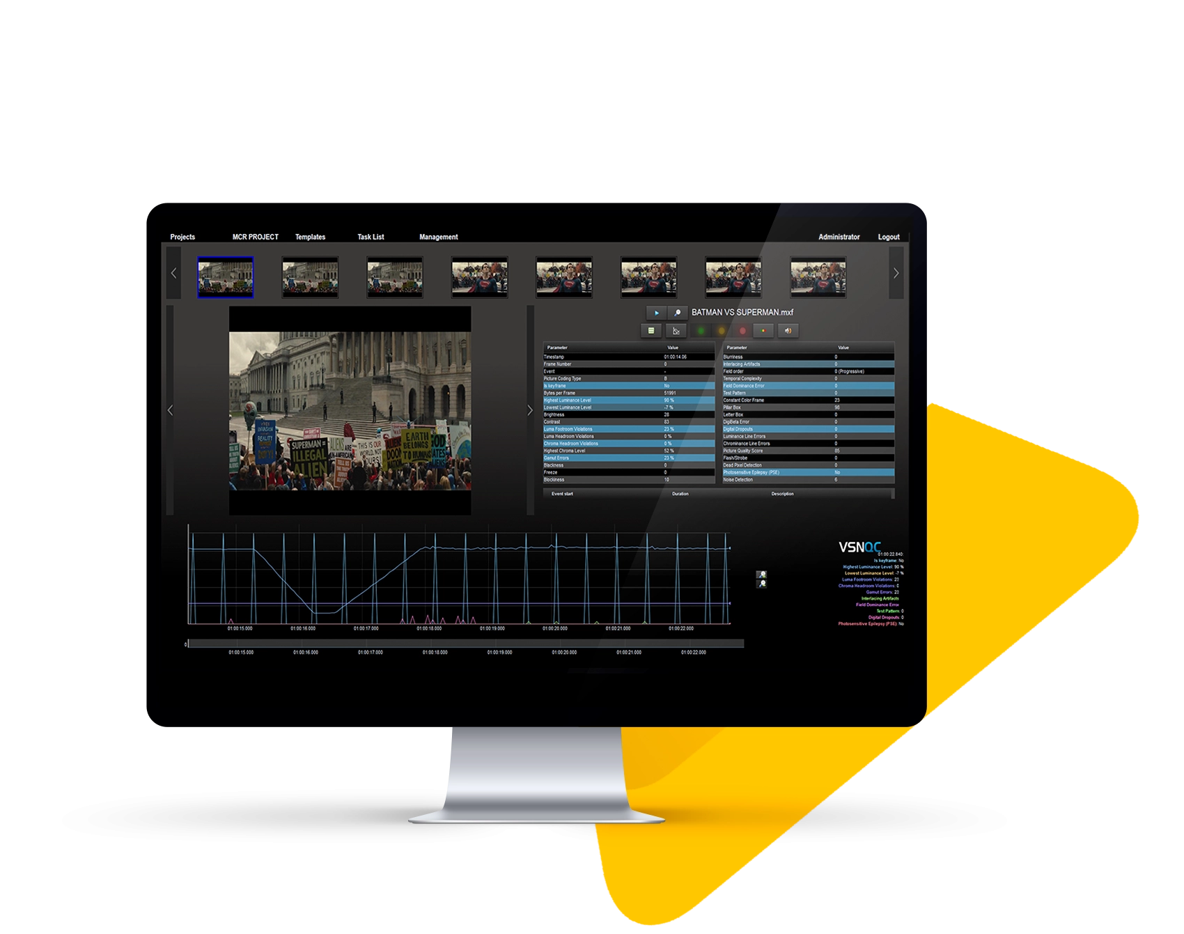 Mockup of VSNQC for Media Production