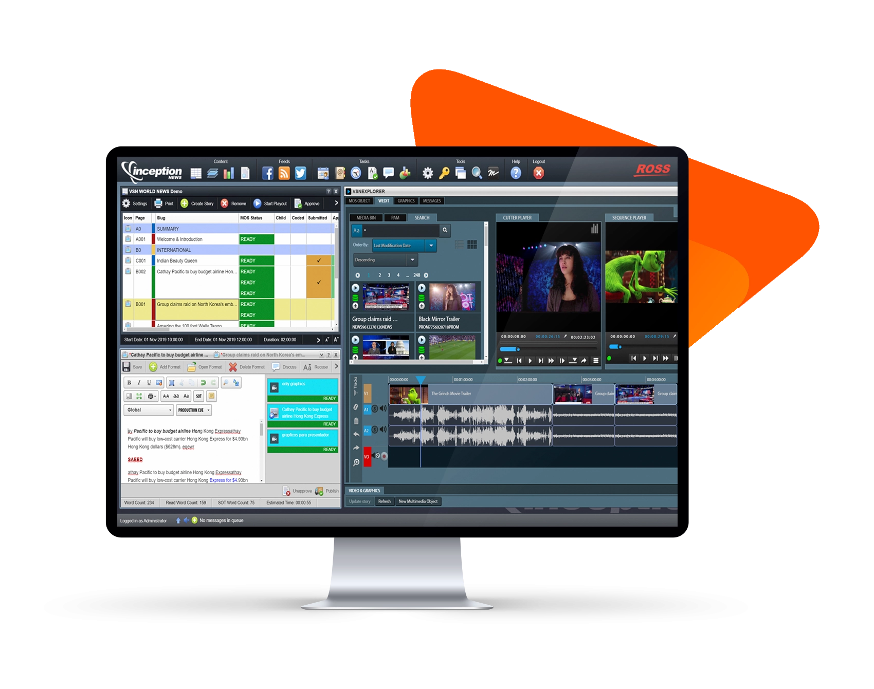 VSN NewsConnect integrated within Ross Inception NRCS